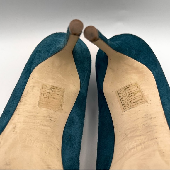 J CREW SUEDE PUMPS WITH BRIGHT ORANGE / PINK CONTRAST TRIM - Picture 12 of 14